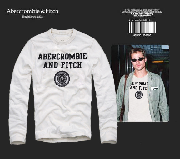 Abercrombie Fitch Hombres De Cuello Redondo Con Gente Fotos Largo Remera AF6161